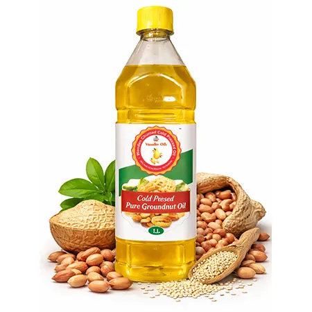 Cold Pressed Groundnut Oil 1 Litre – 100% Pure Peanut Oil for Cooking | Vasudev Oils